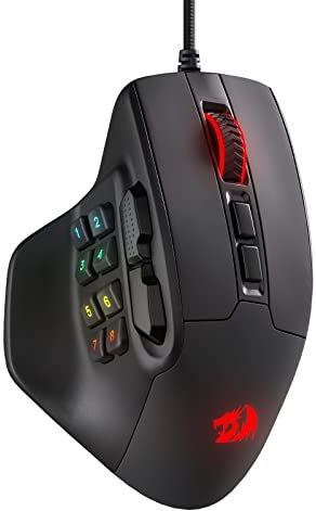 Redragon M811 Aatrox MMO gamingmuis, 15 programmeerbare toetsen, bekabelde RGB-gamingmuis met natuurlijke ergonomische grip, 10 macrotoetsen aan de zijkant