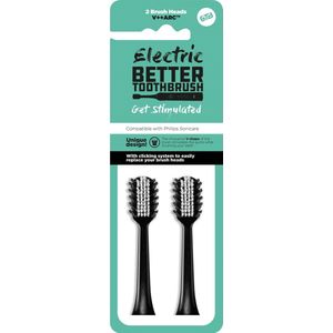 Better Toothbrush - Opzetborstels voor Philips - 2 stuks - zwart