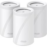 TP-Link Deco BE65 Wi-Fi 7 Mesh WLAN Set(3 Pack), Tri-Band 5760 Mbit/s (6 GHz) + 2880 Mbit/s (5 GHz) + 574 Mbit/s (2,4 GHz), 6 Streams, 4× 2,5G Ports, 1× USB 3.0