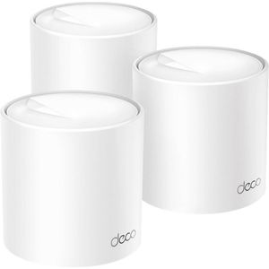 TP-Link AX3000 Whole Home Mesh WiFi 6 System, 3er Pack, Weiß, Intern, CE: <20 dBm (2.4 GHz) <23 dBm (5 GHz) FCC: <30 dBm (2.4 GHz) <30 dBm (5 GHz), 0 - 40 °C, -40 - 70 °C, 10 - 90%