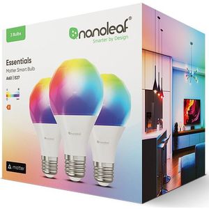 Nanoleaf Matter E27 Smart Bulb - Slimme Verlichting - E27 Fitting - 3 Stuks - Matter, Bluetooth, Google, Apple, Alexa Compatibel
