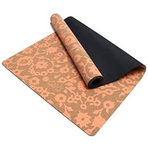 Yoga Design Lab De yogamat van kurk | luxe ecologisch | ideaal voor hot yoga, power, bikram, ashtanga, zwetende training | inclusief draagriem (Floral Batik Coral, 1,5 mm)