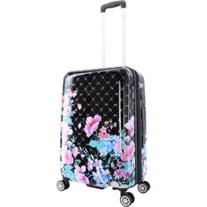 ELLE Harde Koffer / Trolley / Reiskoffer - 65 cm (Medium) - Bouquet - Zwart - Zwart