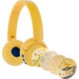 BuddyPhones PopFun Koptelefoon Kinderen - Kinder Koptelefoon Draadloos – Volumelimiet 84/95 dB – 24 uur batterijduur – Bluetooth Hoofdtelefoon - Ingebouwde microfoon - Inclusief Leuke Stickers - Geel