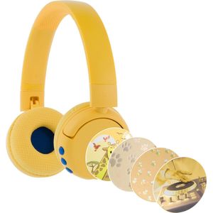 BuddyPhones PopFun Koptelefoon kinderen - kinder Koptelefoon Draadloos – Volumelimiet 84/95 dB – 24 uur batterijduur – Bluetooth - Ingebouwde microfoon - Geel