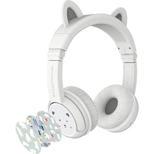 BuddyPhones PlayEars Koptelefoon Kinderen – kinder Koptelefoon Draadloos - koptelefoon kinderen geluidsdempend - Gehoorbescherming kinderen – 75/85/94 dB – 24 uur batterijduur - Pandabeer oortjes