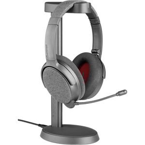 Onanoff FokusPlus Computer Headset - Headset met microfoon - Draadloze koptelefoon - Hoofdtelefoon met Noise Cancelling – 50 uur batterijduur – Multipoint technologie – Draadloze oplaadstation meegeleverd - Grijs