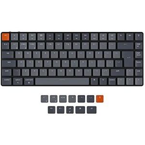 Keychron K3 Ultra-Slim 75% ISO-UK-Layout Draadloze Bluetooth/Wired USB Mechanisch Toetsenbord, 84 Toetsen Hot Swappable Low-Profile Optische Blauwe Schakelaar Wit LED Backlit voor Mac Windows-Versie 2