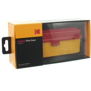 Kodak Filmhoes voor 5 rollen 35 mm folie, compacte retro stalen behuizing voor het sorteren en beschermen van folierollen (rood) (folie niet inbegrepen)