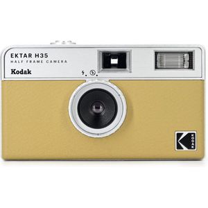 KODAK EKTAR H35 Half Frame Film-camera, 35 mm, herbruikbaar, vast diafragma, licht, eenvoudig te bedienen, geleverd zonder film en AAA-batterij, zandkleur