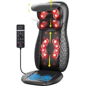 RENPHO Shiatsu-massageapparaat met warmte en vibratie, nekrugmassagestoelkussen, diep weefselkneden, volledig rugmassageapparaat voor nek, rug, schouders, in hoogte verstelbaar, thuis en op kantoor