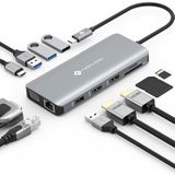 NOVOO USB C Hub met 2 HDMI, 11 poorten Type C Docking Station voor Laptop, RJ45 Gigabit Ethernet, 2 USB 3.0, 2 USB 2.0, VGA, Type C 100W PD, SD/TF kaarten voor MacBook Pro/Air