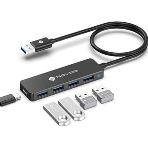 NOVOO 4 poorten USB C naar USB 3.0 5Gbps USB C Hub naar USB Adapter Compatibel met iPhone 15 Plus Pro Max MacBook Pro Air 2023 iMac iPad Pro Air Surface Pro Galaxy S24 (60 cm)