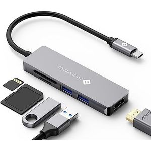 NOVOO 5-in-1 USB-C-hub met 4K HDMI-adapters, 2 x USB 3.0, SD-poort en Micro SD Card Reade voor MacBook Pro 2019/2018, iMac 2017, Huawei matebook, Google Chromebook Pixel enz.