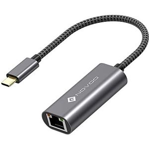 NOVOO USB C naar Ethernet, 1000 Mbps aluminium RJ45-kabel van Gigabit naar C netwerkconnector, geschikt voor MacBook Pro/Air, Surface Go/Google Chromebook/Huawei matebook enz.