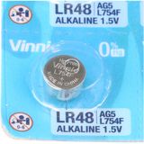 Alkaline mini knoopbatterij Vinnic G5 / LR48 / AG5 blister van 10 stuks