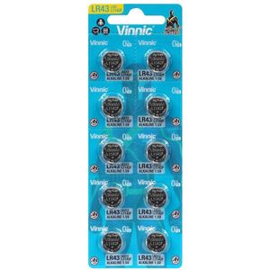 Alkaline speciaalbatterij Vinnic G12 / AG12 / L1142 / LR43 / 186 / V12GA / RW84 / D186 blister van 10 stuks