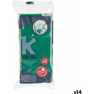 Set van Schuurdoeken - Abrasieve Vezel - Groen Geel - Cellulose - 14 Stuks