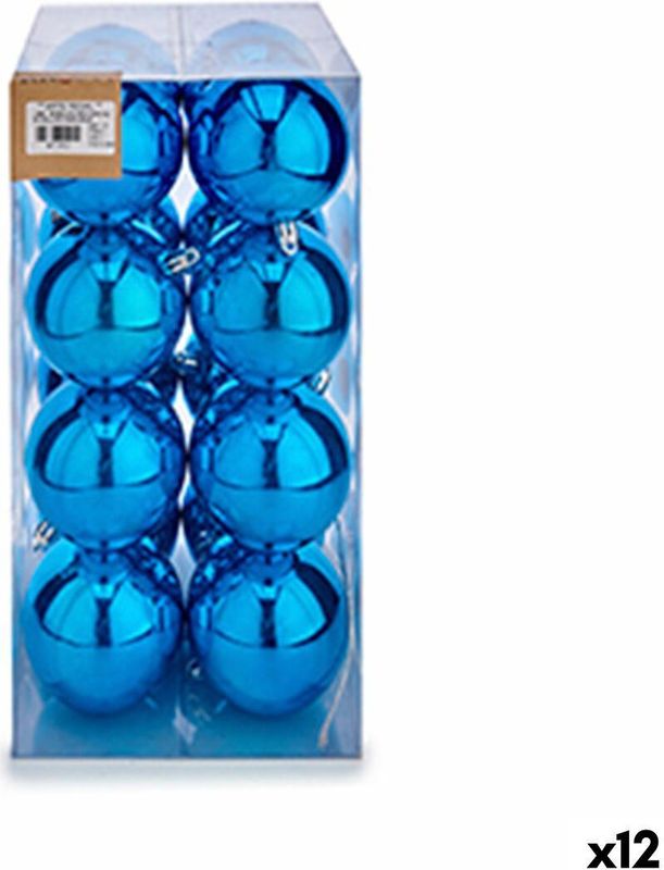 Krist+ S3622503 Kunststoff Set de Kugeln de Weihnachten, Blau, 8cm x 9cm x 8cm, Box de 12