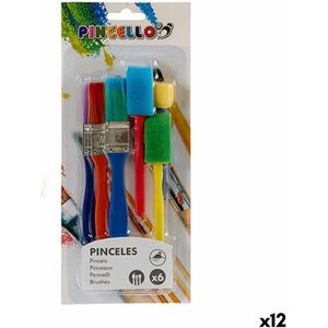 Penselen Multicolour Set - Spons - Haar - Blik - Plastic - 12 Stuks