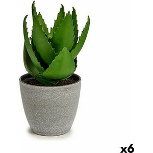 Decoratieve plant Aloë Vera 15 x 23,5 x 15 cm Grijs Groen Plastic (6 Stuks)