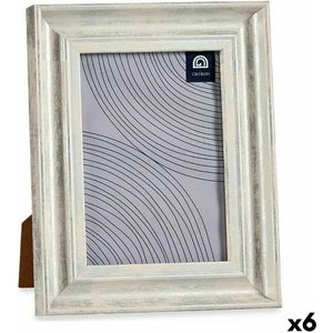 Fotolijsten 19 x 2 x 24 cm Kristal Zilverkleurig Hout Bruin Plastic (6 Stuks)