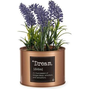 Decoratieve plant Lavendel Blik Paars Metaal Koper Groen Plastic 10 x 18 x 10 cm (6 Stuks)