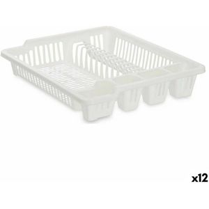 Afdruiprek voor Keukengootsteen 46 x 8 x 37,5 cm Wit Plastic (12 Stuks)