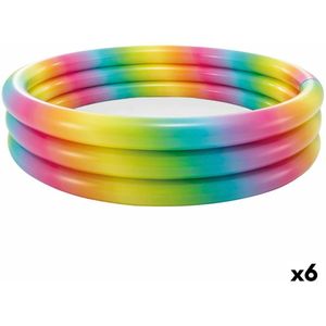 Opblaasbaar Kinderzwembad Intex Multicolour Ringen 168 x 38 x 168 cm 581 L (6 Stuks)