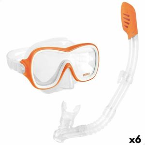 Snorkelbril en -buis voor Kinderen Intex Wave Rider Oranje (6 Stuks)