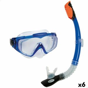 Snorkelbril en -buis voor Kinderen Intex Aqua Pro Blauw (6 Stuks)