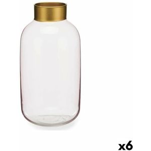 Vaas Roze Gouden Glas 14,5 x 29,5 x 14,5 cm (6 Stuks)