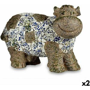 Decoratief tuinfiguur Koe Polyresin 18,5 x 33,5 x 46,5 cm (2 Stuks)