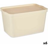 Opbergbak met Deksel Crème Plastic 24 L 29,3 x 24,5 x 45 cm (6 Stuks)