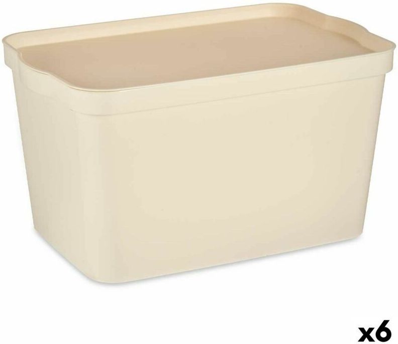 Opbergbak met Deksel Crème Plastic 24 L 29,3 x 24,5 x 45 cm (6 Stuks)