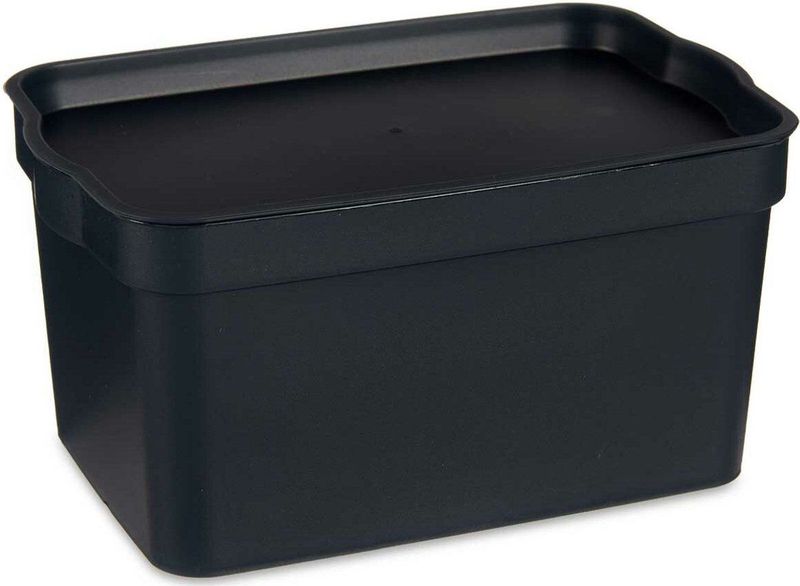 Opbergbak met Deksel Antraciet Plastic 2,3 L 13,5 x 11 x 20 cm (24 Stuks)