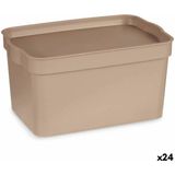 Opbergbak met Deksel Beige Plastic 2,3 L 13,5 x 11 x 20 cm (24 Stuks)