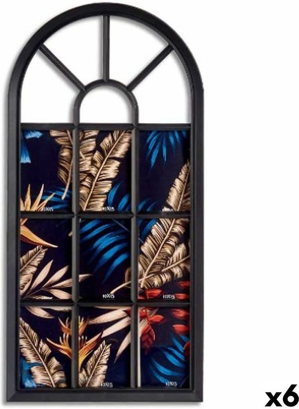 Muurfotlijst Venster Zwart Glas Plastic 34,5 x 2,5 x 69,5 cm (6 Stuks)