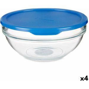 Ronde Lunchtrommel met Deksel Chefs Blauw 1,135 L 17,2 x 7,6 x 17,2 cm (4 Stuks)