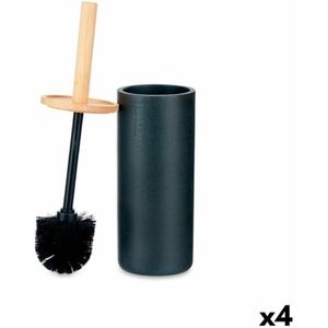 Toiletborstel Berilo B5456BC-5 - 440 Zwart Hout Hars 10,2 x 38 x 10,2 cm (4 Stuks)