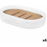 Zeepschaal Wit Hars Bamboe 12,5 x 2,5 x 8,5 cm (6 Stuks)