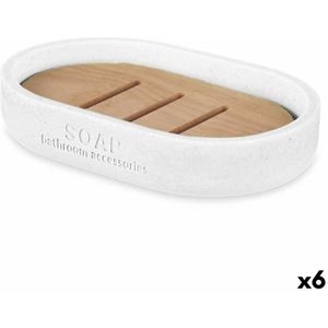 Zeepschaal Berilo B5456BC-4 - 455 Wit Hars Bamboe 12,5 x 2,5 x 8,5 cm (6 Stuks)