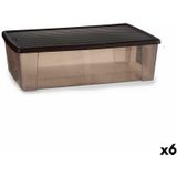 Opbergbak met Deksel Stefanplast Elegance Bruin Plastic 30 L 38,5 x 17 x 59,5 cm (6 Stuks)