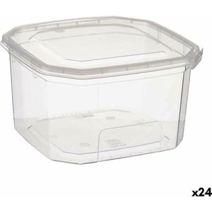 Rechthoekige lunchbox met deksel Transparant Polypropyleen 750 ml 12,8 x 7,5 x 13,5 cm (24 Stuks)