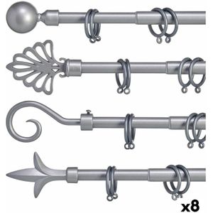 Stang - Uitschuifbaar - Gordijnen - Zilverkleurig - Ijzer - 122 cm (8 Stuks)