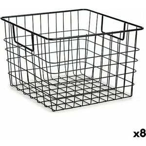Mand Met handvatten Zwart Staal 29 x 19,5 x 32 cm (8 Stuks)