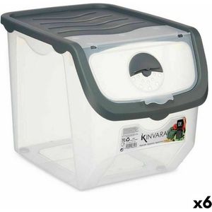 Opstapelbare opbergbox Antraciet Plastic 31 x 24 x 23,5 cm (6 Stuks)
