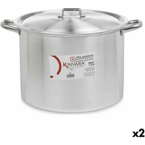 Casserolepan met deksel Ø 36 cm Zilverkleurig Aluminium (2 Stuks)