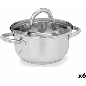 Kookpot met Glazen Deksel Zilverkleurig Roestvrij staal 27 x 10 x 19,5 cm (6 Stuks)