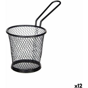 Mand voor aperatieven Zwart Metaal 16 x 11,5 x 8 cm (12 Stuks)